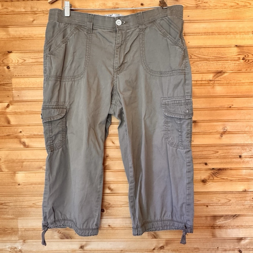 Lee Khaki Cargo Pants Capri Cropped 14 Utility Bermuda Gorp Hiking Y2K Travel